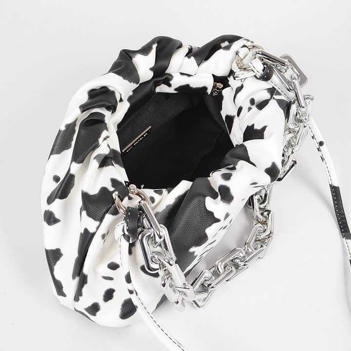 3AM BY H&D ACCESSORIES - Wholesale Crossbody Bag - Women's - Faux Leather Cow Print Clutch W/Link Chain2