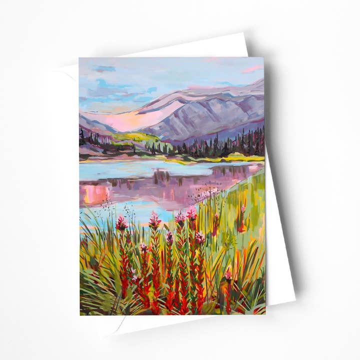 Tarjeta de felicitación Rocky Mountain Reflections para venta al por mayor de Kaley Alie Art