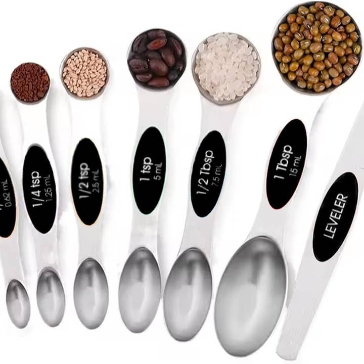Set of 7 Stainless Steel Magnetic Measuring Spoon Set -Black for wholesale by Vigor Path