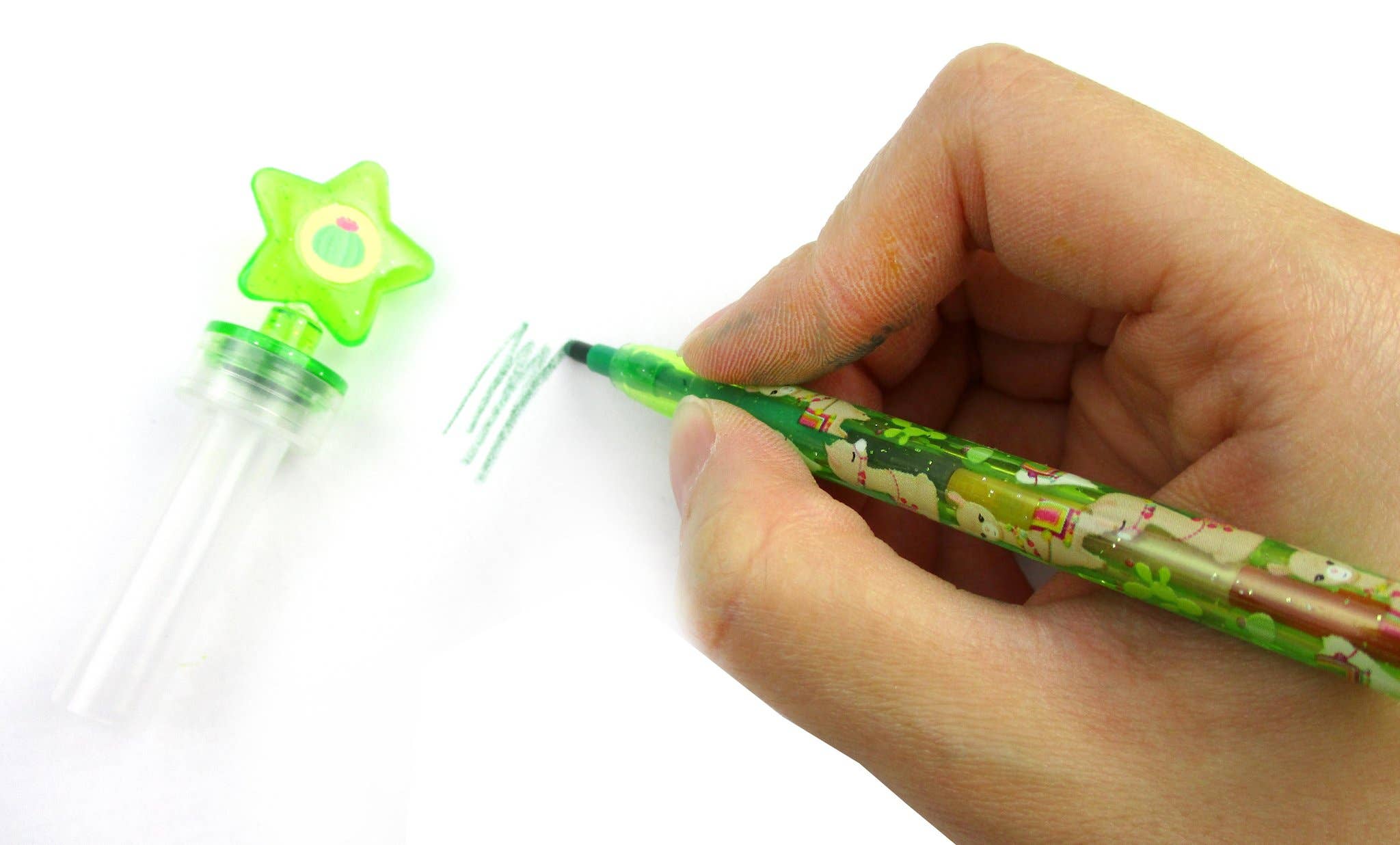 Tiny Mills – wholesale Crayons – Child & baby – Llamas Rainbow Stackable Crayon with Stamper Topper3