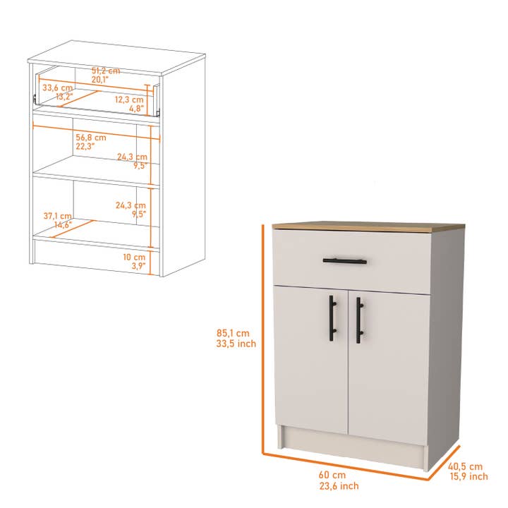 beige white Mayorca melamine cupboard with 2 doors, 2 shelves for wholesale on Faire2