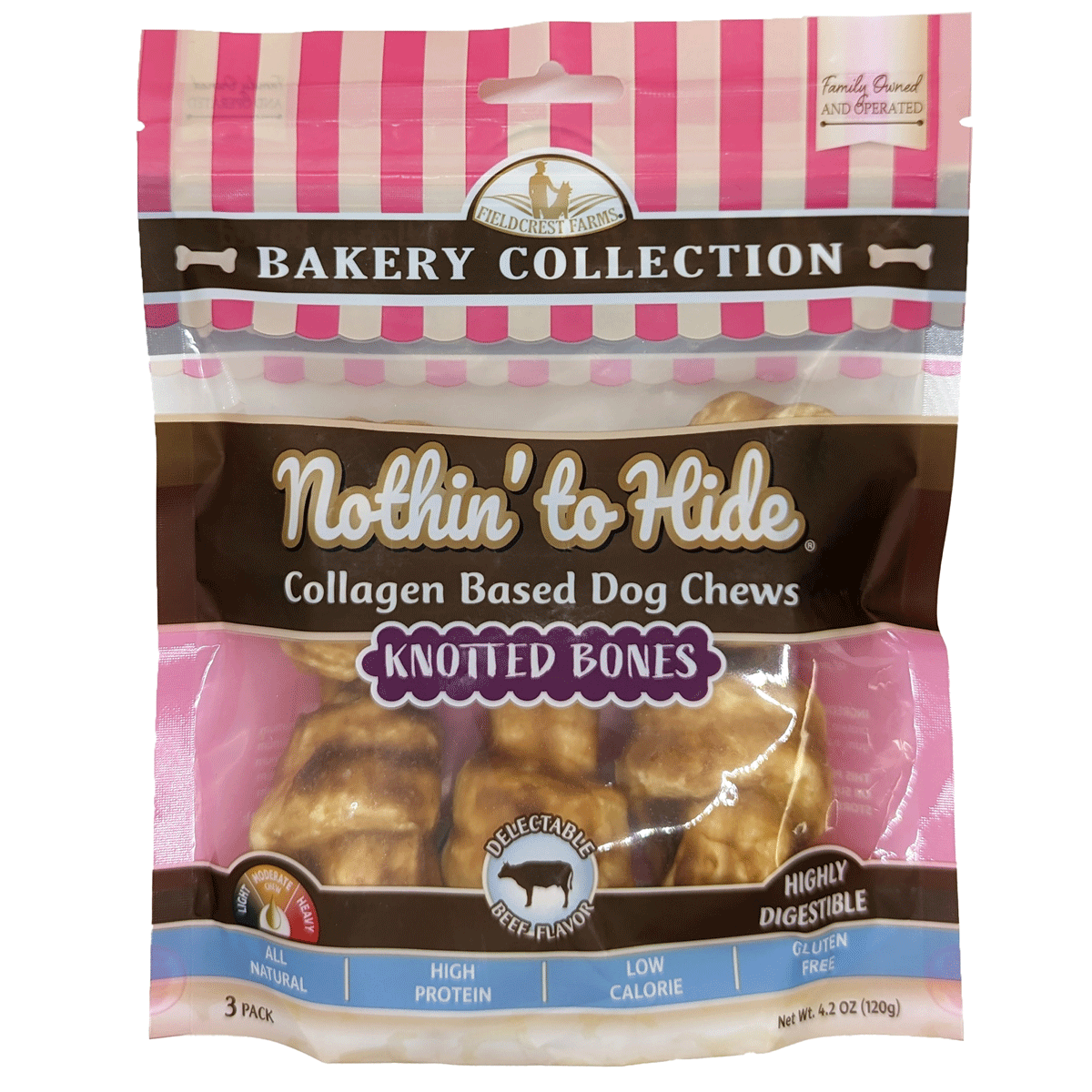 Playful Tail - Wholesale Pet Treats - Dog - Nothin' To Hide Bakery Beef Knotted Bone Dog Treats (2 Sizes Available)0