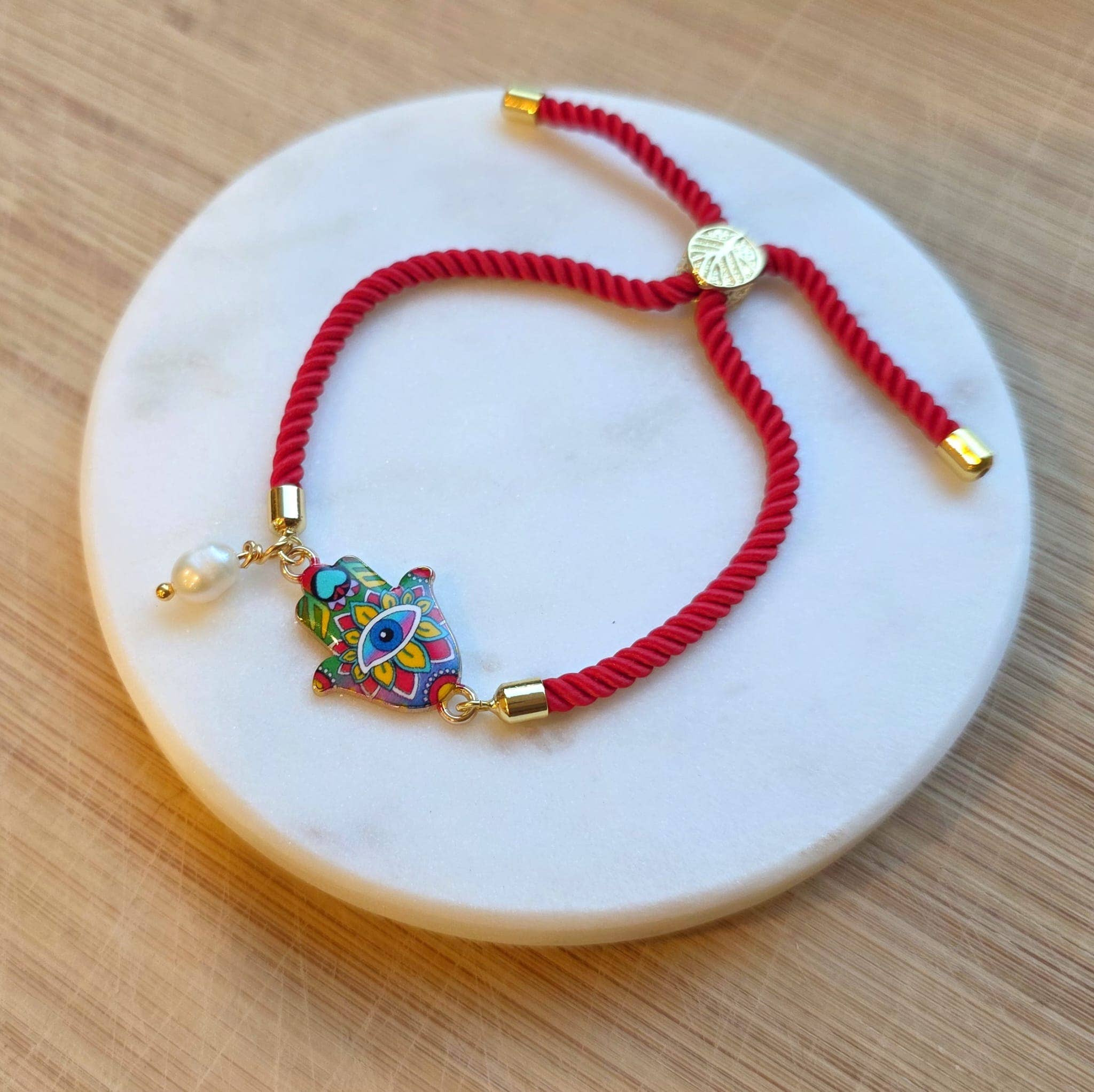 Daphne'Style - Wholesale Armband met gebedskralen - Artistieke Hamsa Parel Verstelbare Rode Koord Handgemaakte Armband5