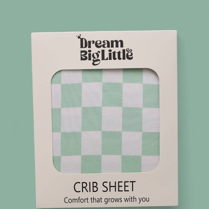 Dream Big Little Co. - Wholesale Cot/Crib Sheets - MINT CHECKERS DREAM CRIB SHEET8