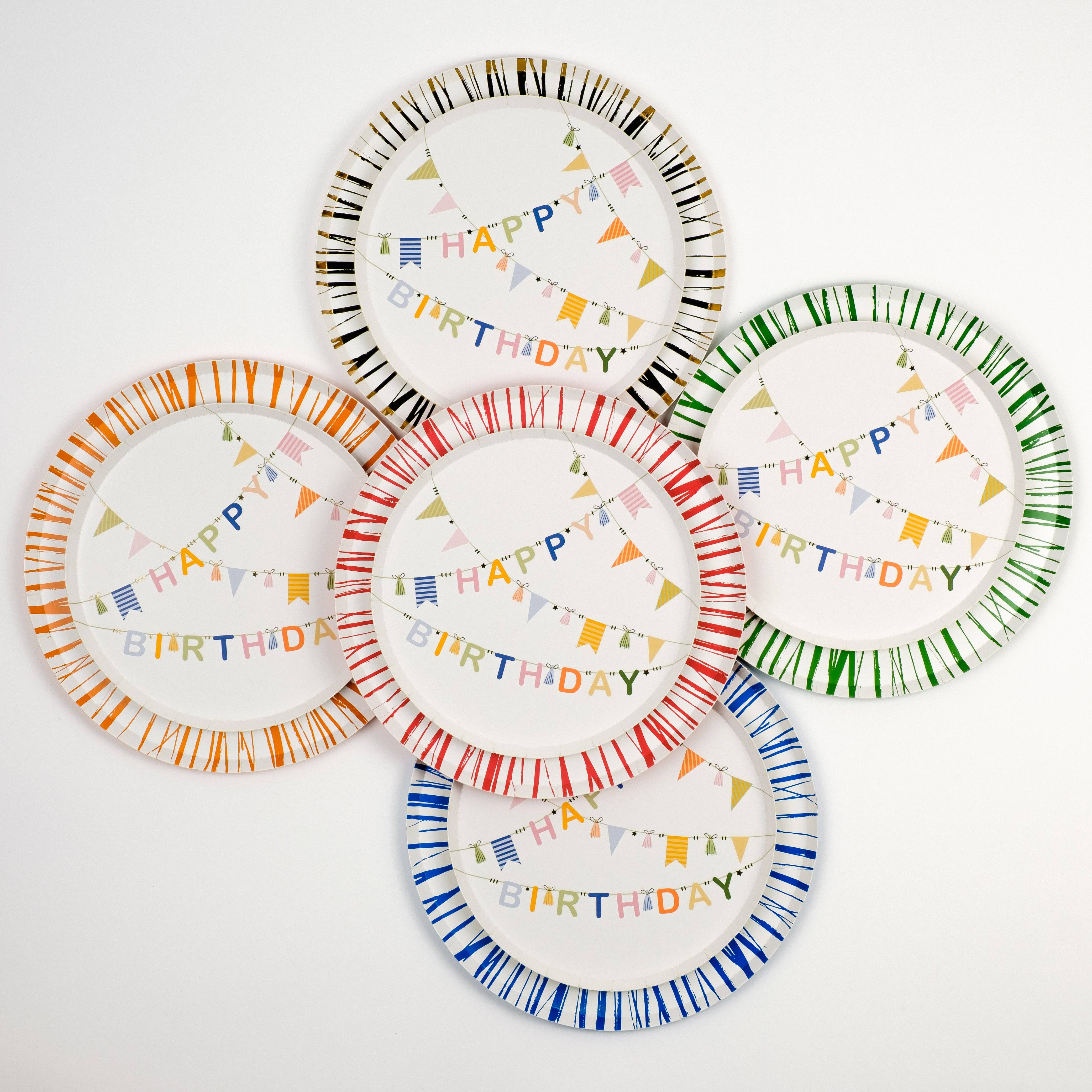 Gatherings by Curated Paperie - Vente Assiette jetable - Assiettes à dessert « Birthday Cheer » HB25-DP15