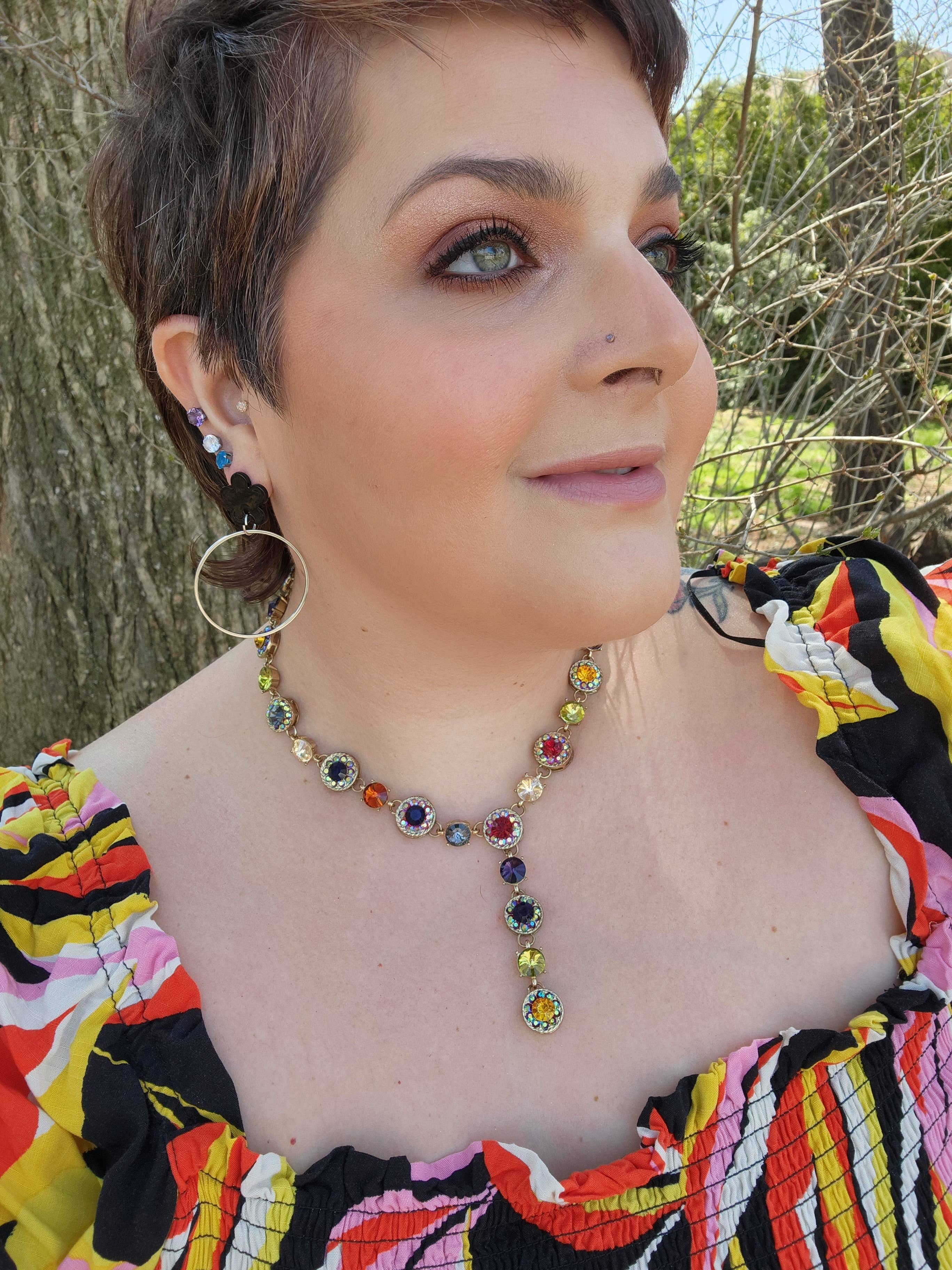 Baubles by B - Wholesale Dangle Earrings - Black Blossom Flower Silver Hoop Earrings1