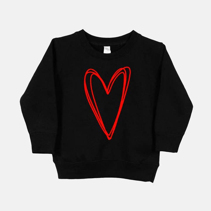 Cuello redondo Modern Heart para el Día de San Valentín para niños pequeños | Sudadera de San Valentín para niños para venta al por mayor de Fiddles & Fern