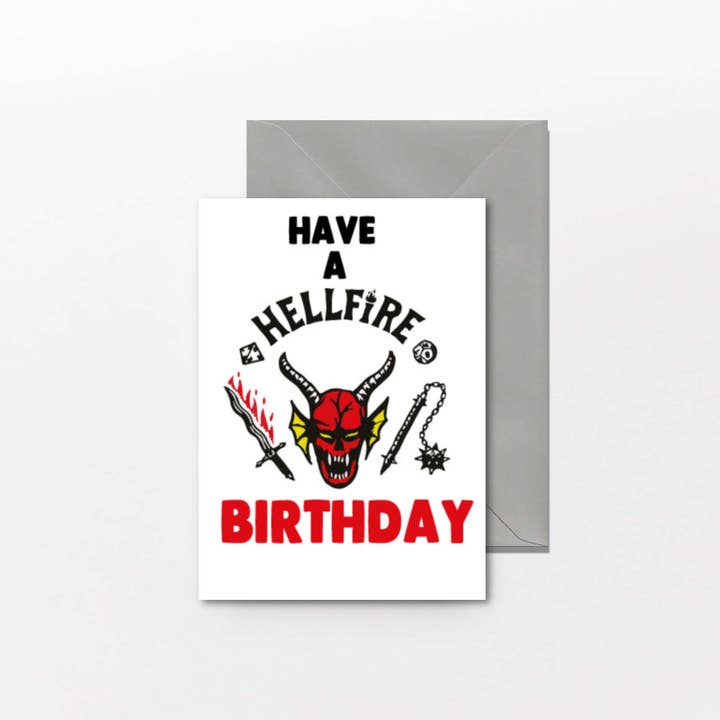 Cheeky Chops Cards & Wanky Candles - Vendita all'ingrosso Biglietti di auguri - Buon Compleanno Infernale - Biglietto di Compleanno Stranger Things