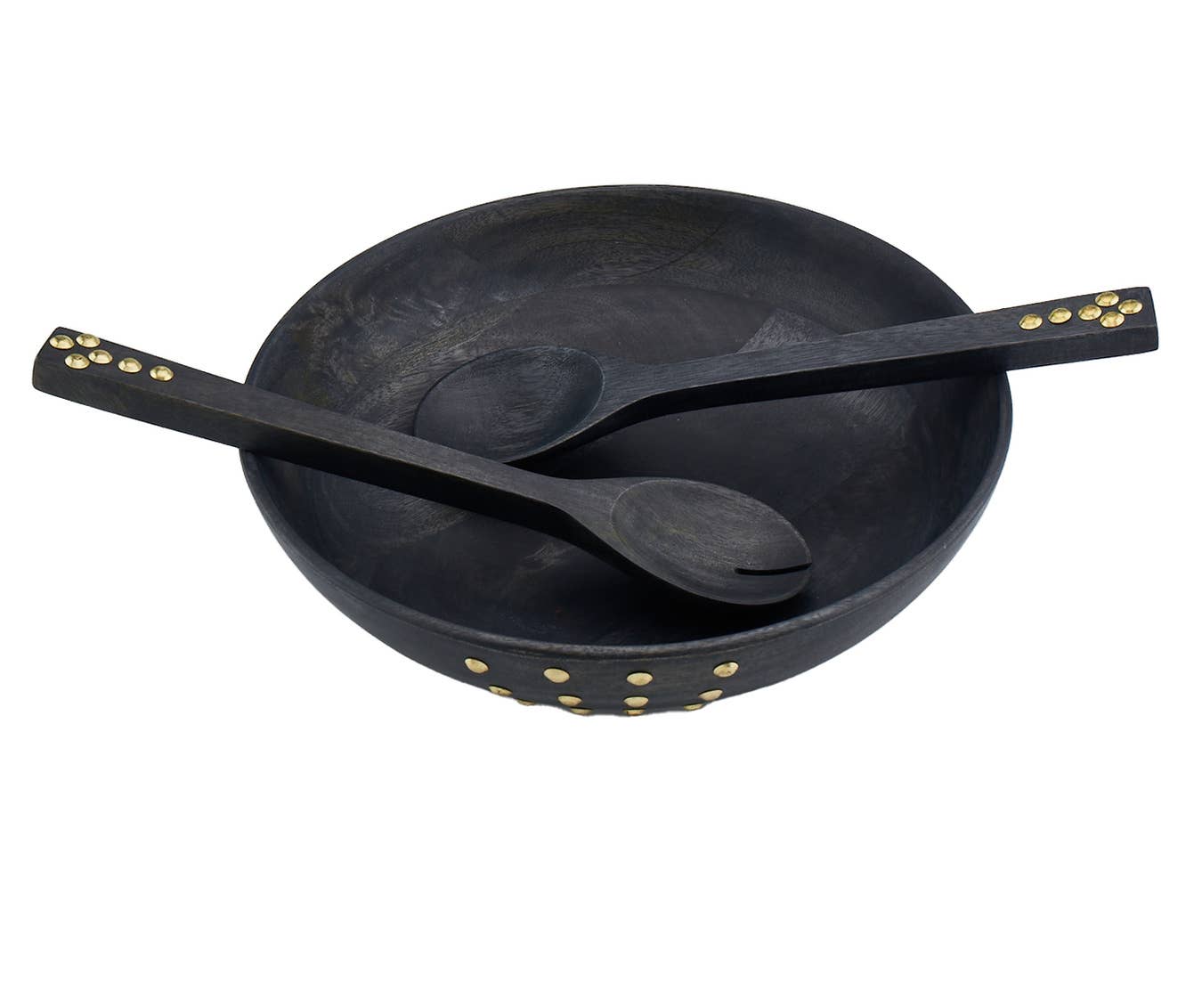 Godinger - Wholesale Serving Utensil - Wood Salad Servers with Studs1