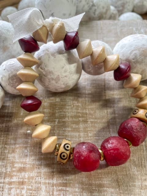 Raspberry Sea Glass Bracelet for wholesale by Nina’s Attic