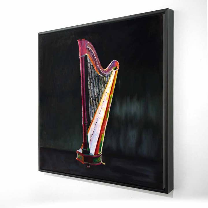 Colorful Realistic Harp | Black Frame Canvas for Bedroom for wholesale by BEGIN HOME DECOR