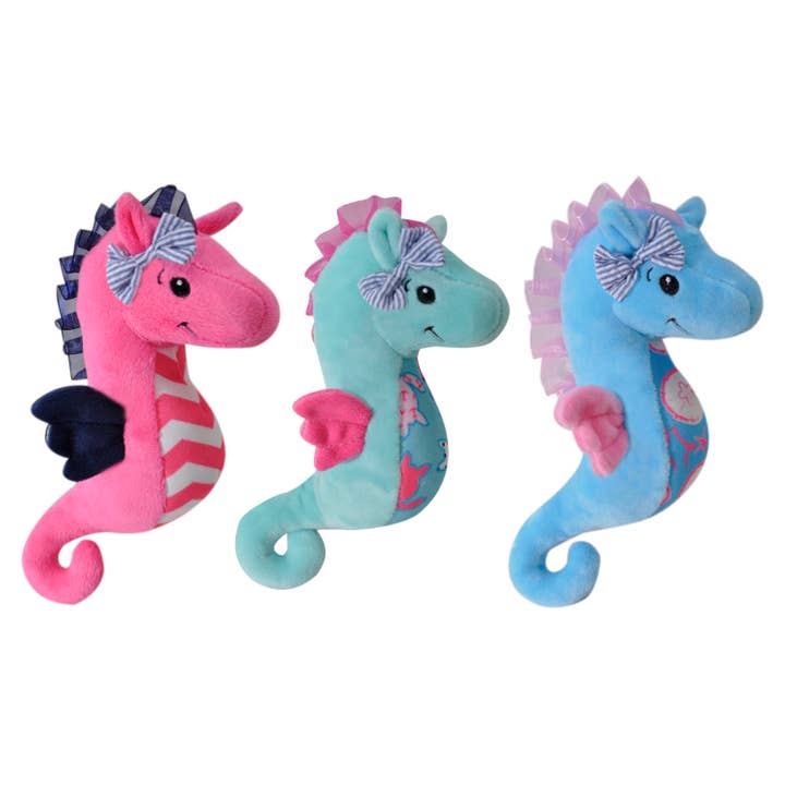 The Petting Zoo - Wholesale Stuffed/Plush Toy - Kids & Baby - 9" (23cm) Preppy Hannah Seahorse Asst Pink, Blue, Green