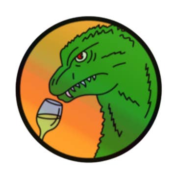 Holographic WineZilla Sticker for wholesale by Shitty Wine Memes