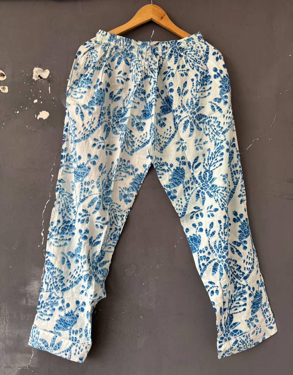 bhavnas boutique - Wholesale Sleepwear Set - Women's - White Cotton Handmade Block Printed Pajama Set Long PJ Sets3