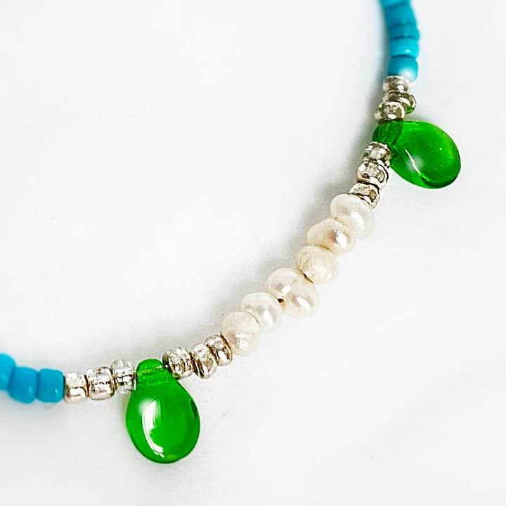 Petite Marie Jewelry - Venta al por mayor Pulsera de cuentas - 2021-A01-0016 Pulsera Petite Marie - Plata - Aguamarina - Perlas - Verde amazona