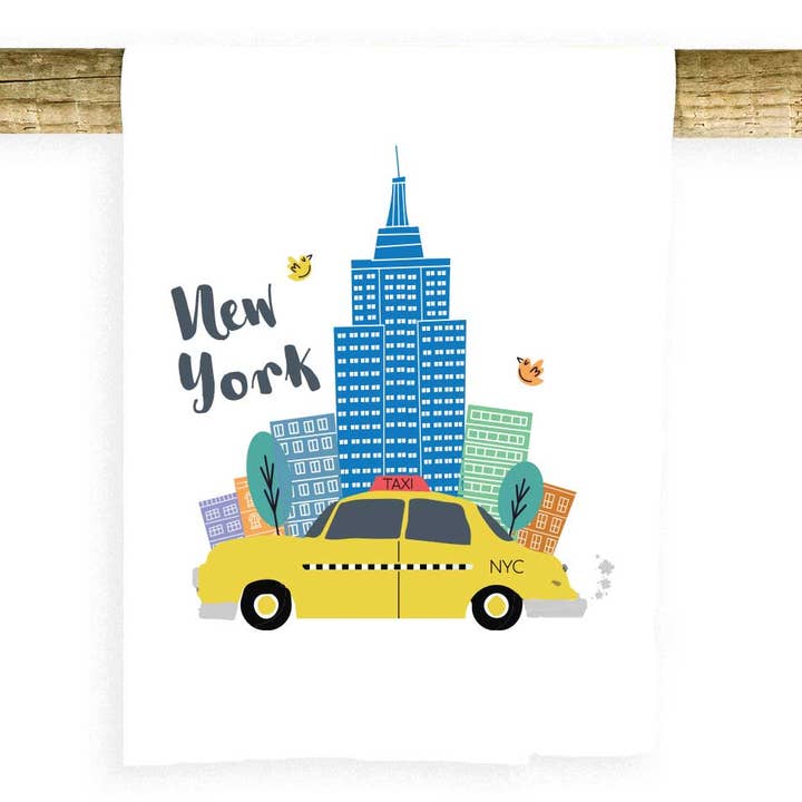 Taxi di New York con asciugamano per edifici per la vendita all'ingrosso da parte di Potluck Press