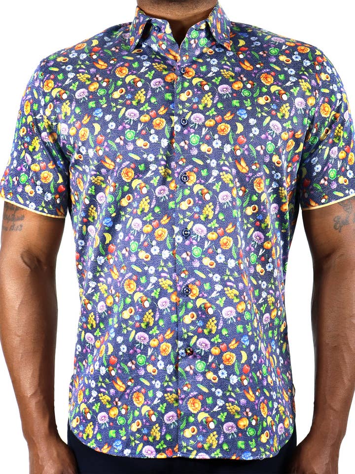 Navy with Flowers, Fruits & Veggies for wholesale by Luchiano Visconti