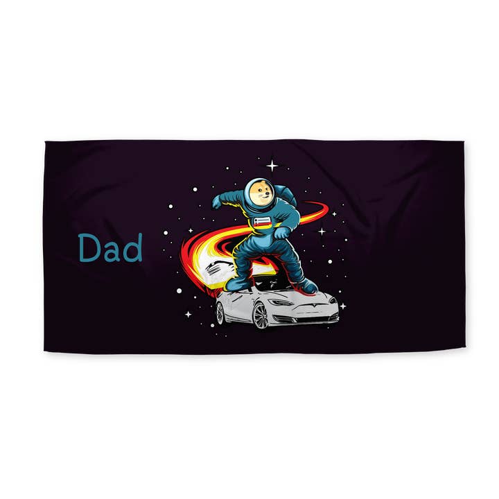 Beach Towel: Dogecoin Space Surf for wholesale by Sam and Zoey