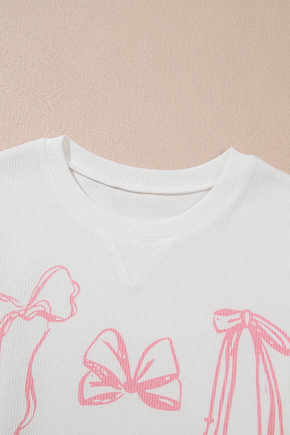 Blanco Top de cuello redondo con mangas largas de venta al por mayor en Faire7