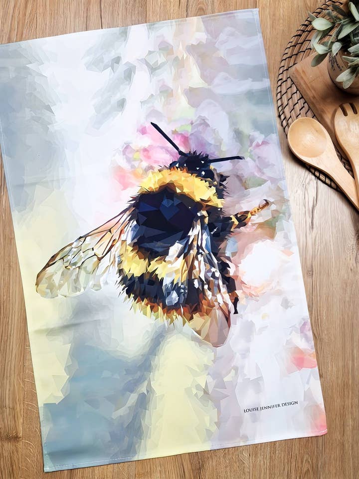 TORCHETTE BOURDON À QUEUE JAUNE - 100% coton pour la vente par Louise Jennifer Design