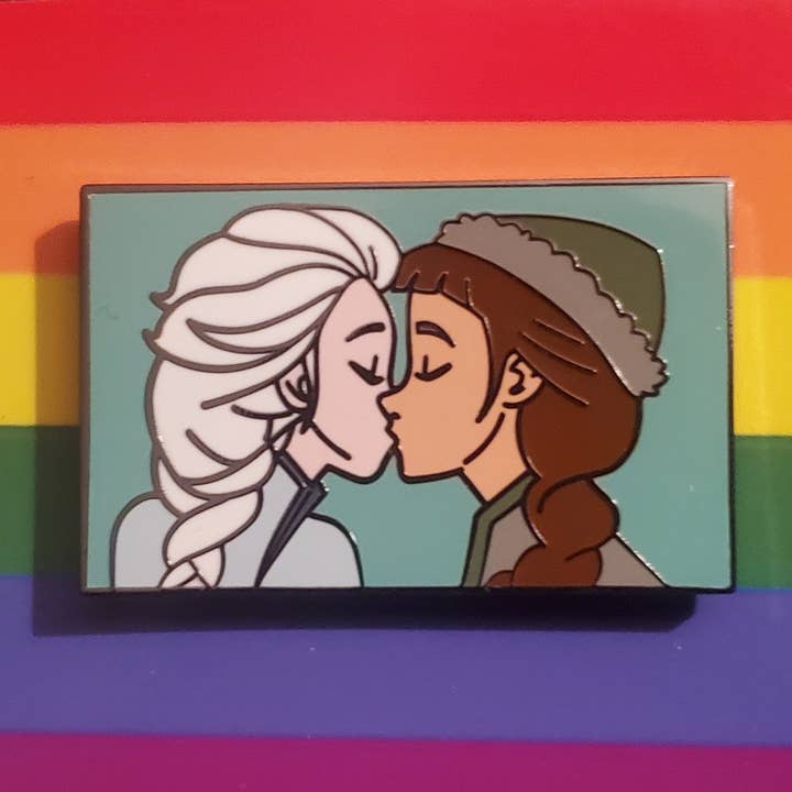 FROZEN ELSA x HONEYMAREN Lesbian Kiss Pin, lgbtq pride for wholesale by PRIDE PINS