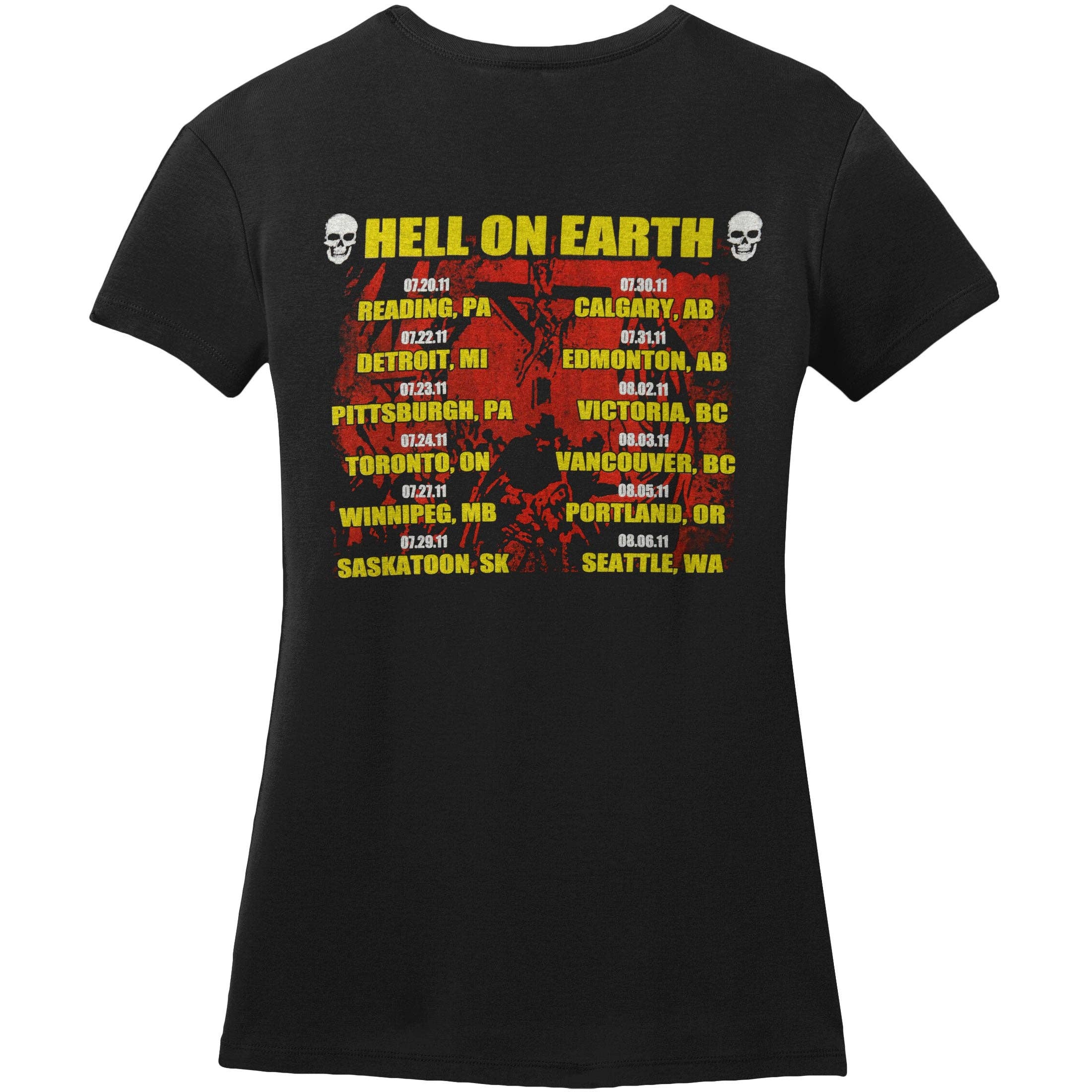 Rockabilia - Wholesale Screen Printed T-Shirt - Women's - Slayer Hell On Earth 2011 Tour Soft Junior Top1