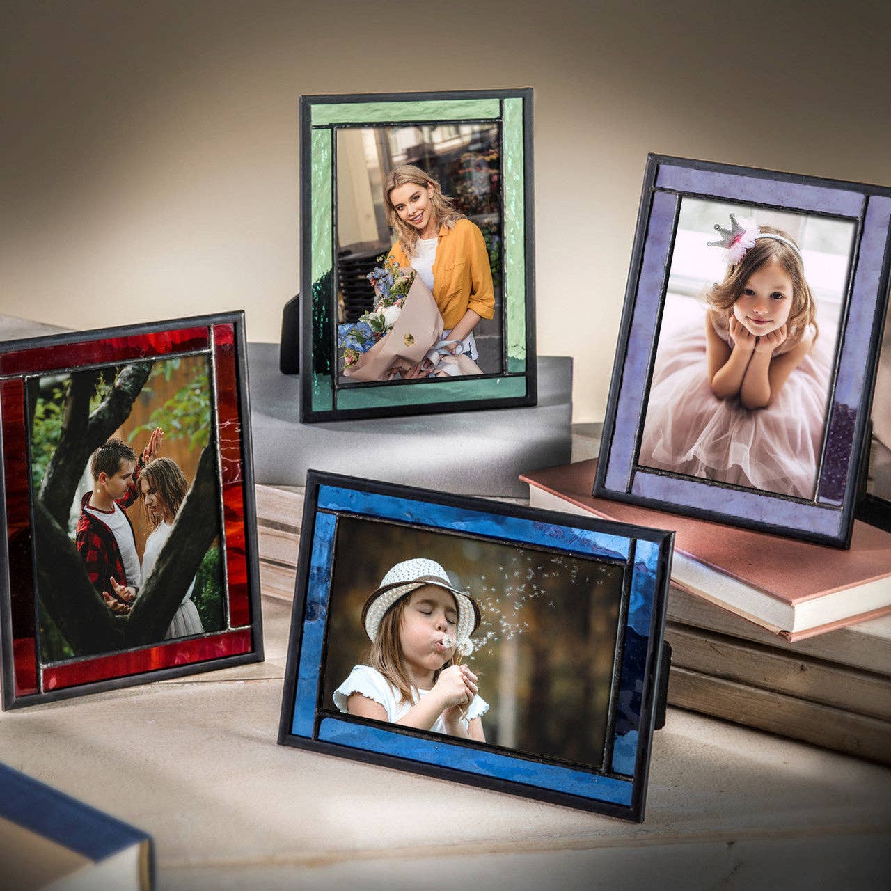 J Devlin Glass Art & Bert Anderson Collection - Wholesale Picture Frame - Pic 369 Purple Glass - Easel Back Frame  Series7