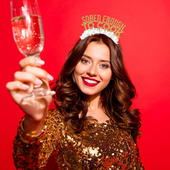 Festive Gal - Wholesale Party Hat/Crown - Sober Enough To Cook Thanksgiving Fall Party Headband Crown