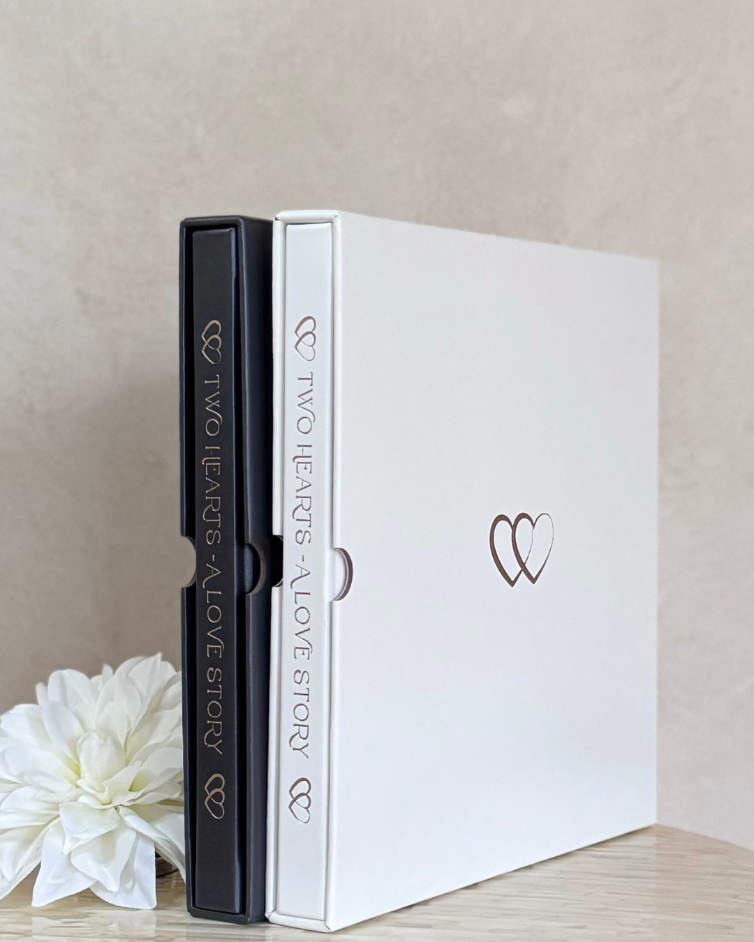 Premium Ivory Leather "Two Hearts - A Love Story" Couples Journal for wholesale on Faire13