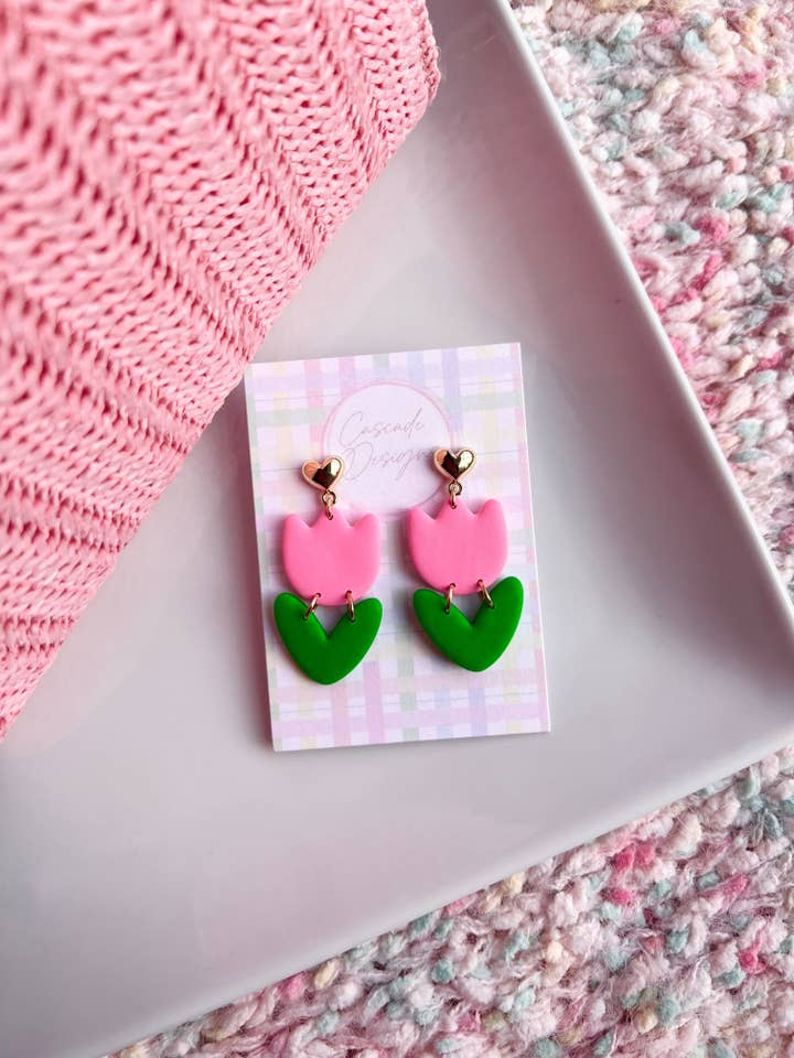 The Tulip | Spring Flower Clay Earrings for wholesale by Cascade Designs
