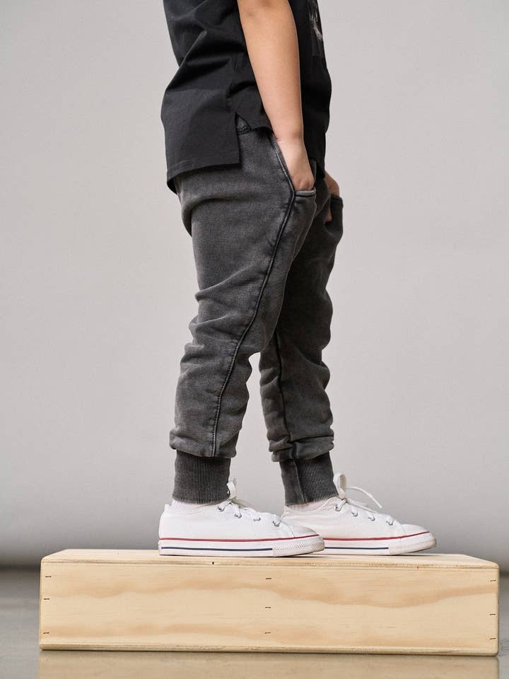 Little Bipsy - Wholesale Lounge Sweatpants/Joggers - Kids - Acid Wash Jogger - Black