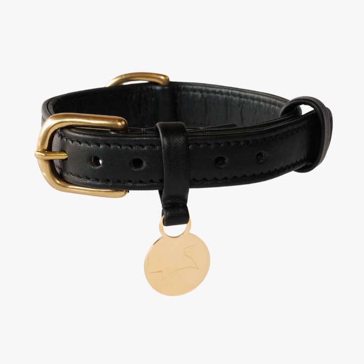 Collier pour chien en cuir de luxe avec nom à l'effigie - Premium - Noir pour la vente par The Dog Musthaves