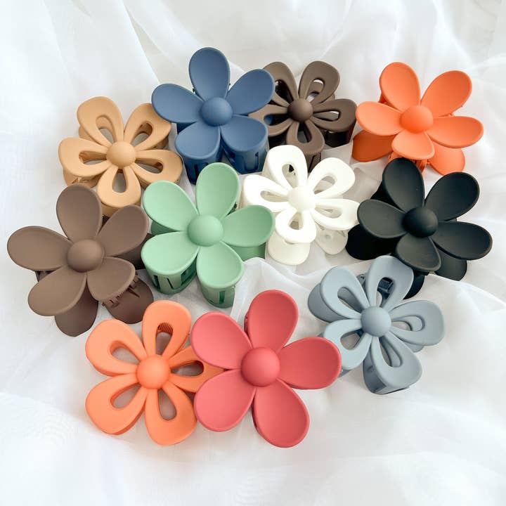 That's Sew Me - Wholesale Hair Clip - Women's - Deep Moody Coloured Floral Claw Clips, Flower Hair Clips