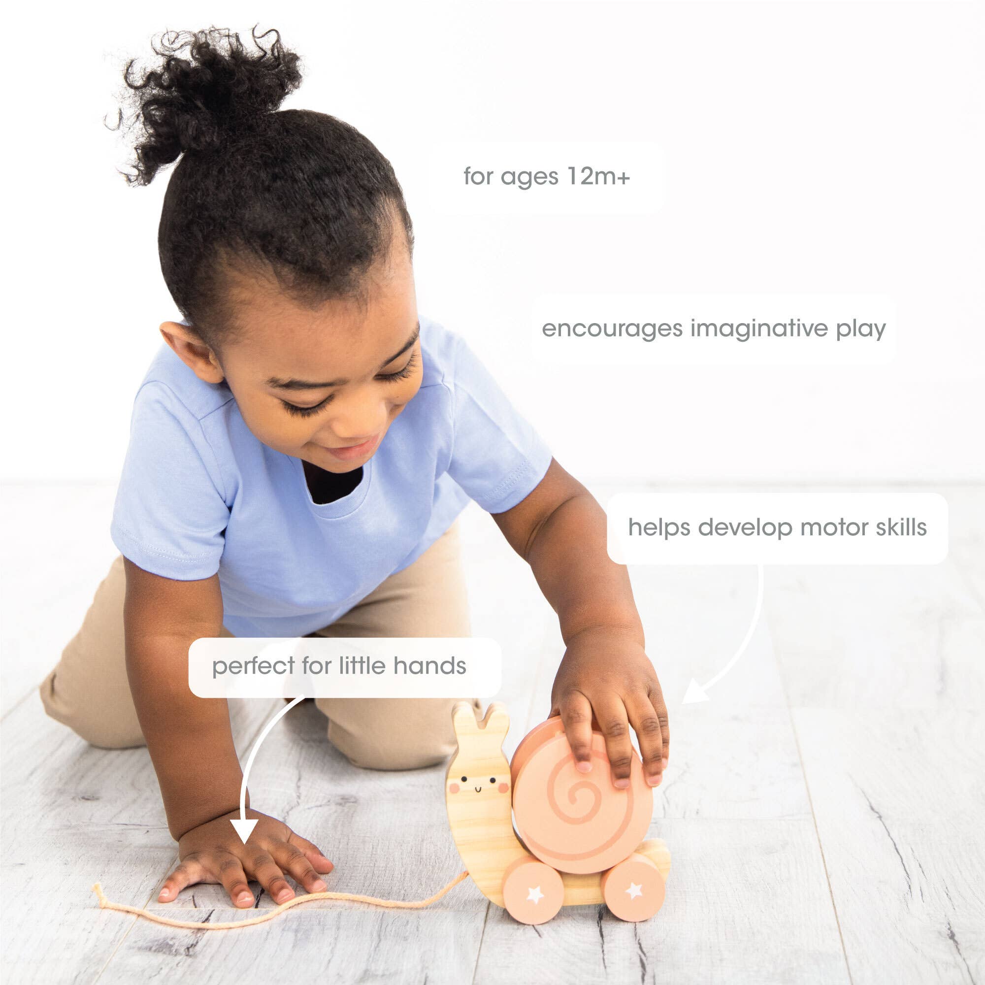 Pearhead - Wholesale Wood Toy - Kids - Snail Wooden Pull Toy, Rattle Shell, Baby or Toddler Toy3