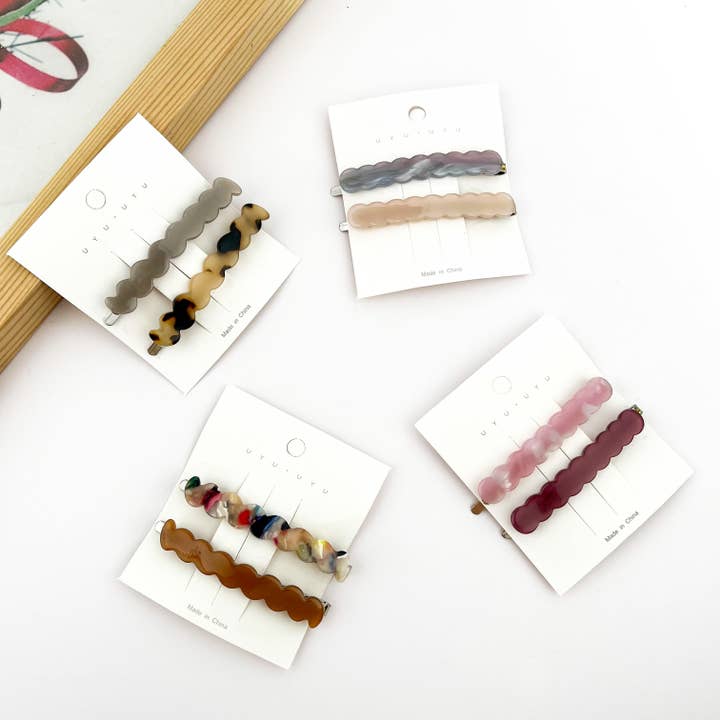 SoapElenGlen - Wholesale Hair Clip - Women's - 2PCS Wavy Duckbill Clip, Rectangular Simple Hair Clip3