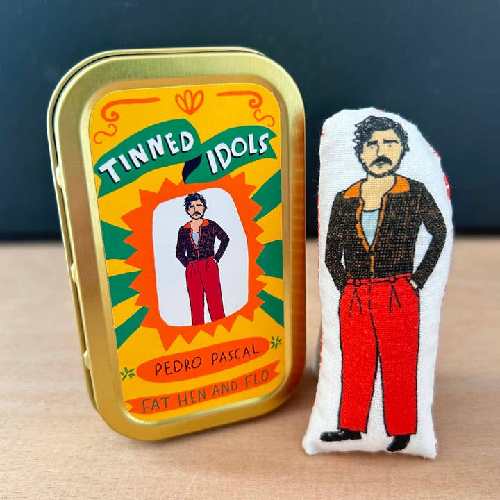 Pedro Pascal Keepsake Doll and Gift Tin - Tinned Idol for wholesale by Fat Hen And Flo