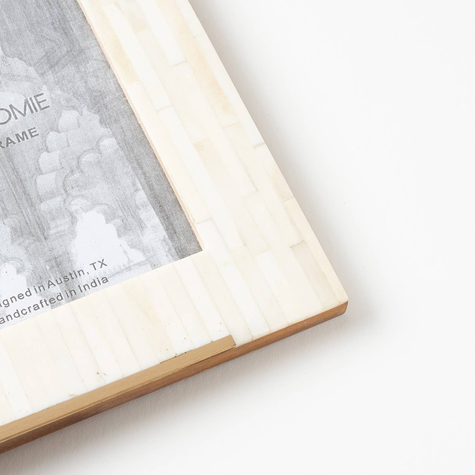 Matr Boomie Fair Trade - Wholesale Picture Frame - Mukhendu 5x7 Picture Frame -  Carved Bone, Brass Accent1