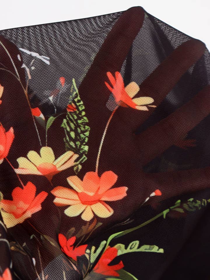 BLACK Floral Ruffle Tiered Casual Dress for wholesale on Faire4