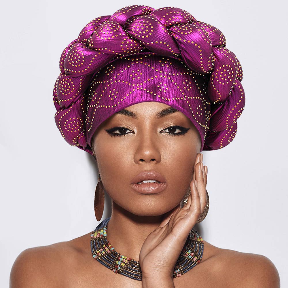 Sensibling Corp. - Wholesale Turban - Women's - Bling Studded Braided Turban Hair Wrap12