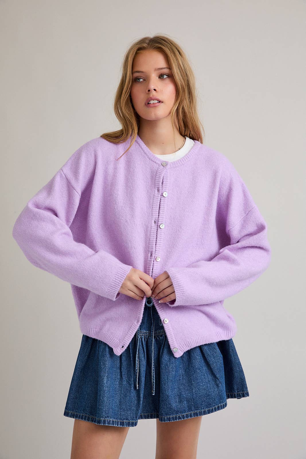 LE LIS - Wholesale Cardigan - Women's - LONG SLEEVE CREW NECK SWEATER CARDIGAN29