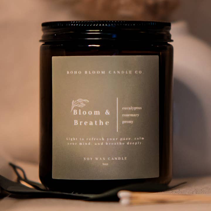 Blüte & Atme Kerze für den Großhandel von Boho Bloom Candle Co.