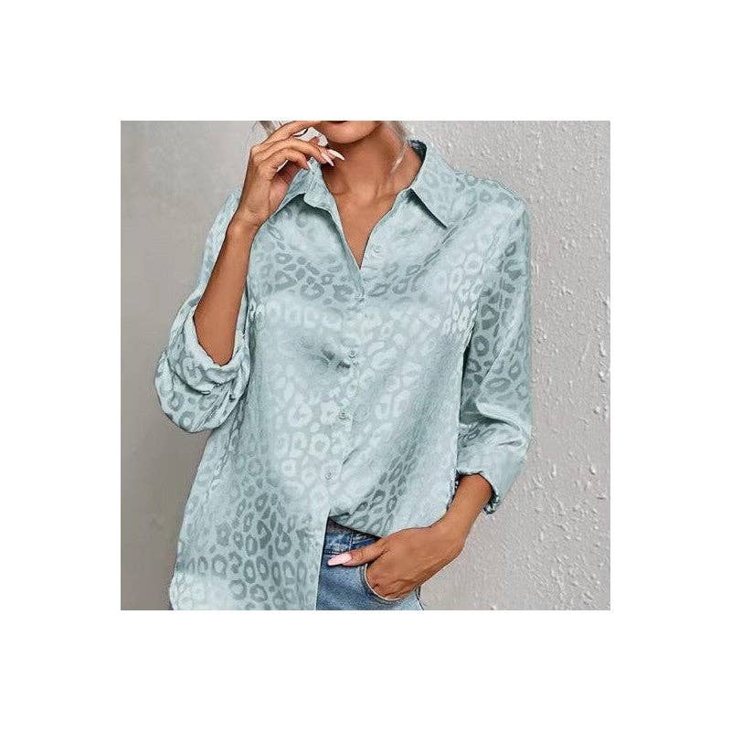 UZ Wholesale Store – wholesale Tröja med knappar – Dam – Leopardmönstrad knäppskjorta med krage5