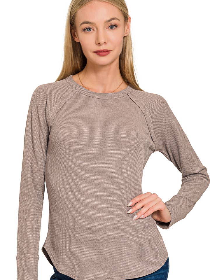 42POPS - Wholesale Knit Top - Women's - ',,,,.....MELANGE BABY WAFFLE LONG SLEEVE TOP10