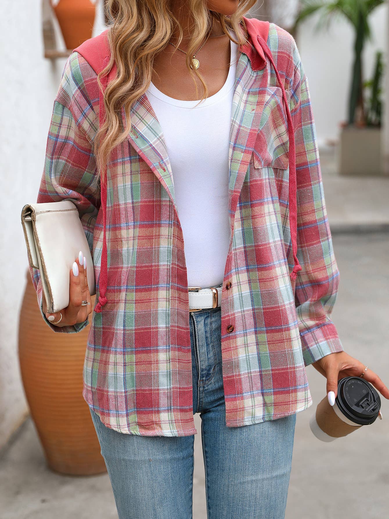 Lily Clothing - Wholesale Button Down Shirt - Women's - CASUAL FASHION OVERSIZE PLAID SHIRT13