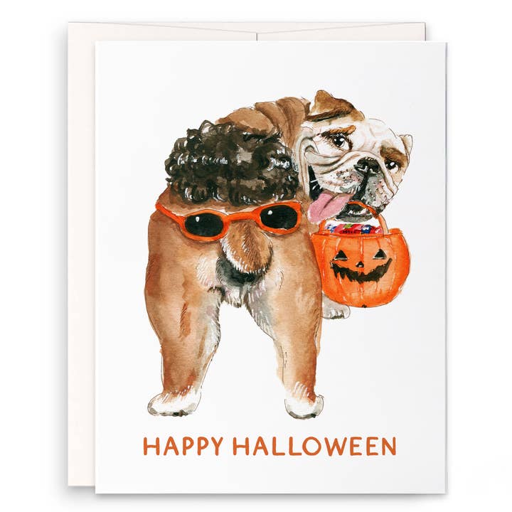 Liyana Studio - Wholesale Halloween Card - Bulldog Halloween Trick - Funny Halloween Card