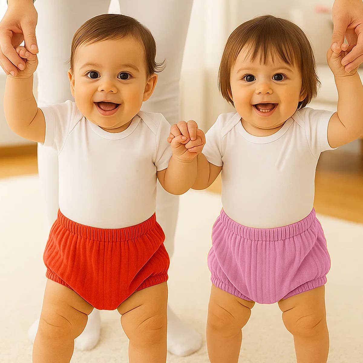 PAPATE - Wholesale Underwear/Diaper Cover - Baby - Organic Cotton Bloomers in Pink and Strawberry1