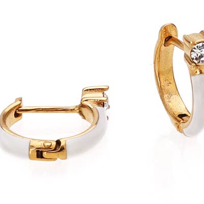 Bijoux 7bis - Wholesale Hoop Earrings - Steel Enamel Rhinestone Claw Creole Earrings