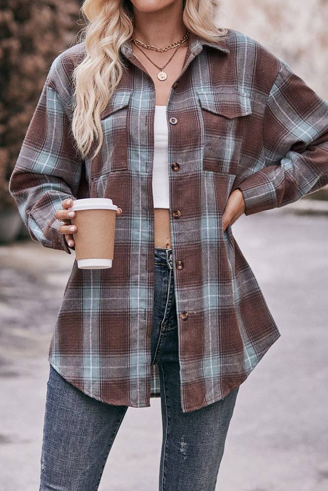 Comely Fashion - Wholesale Button Down Shirt - Women's - Women Plaid Blouse Buttoned Fall Sesaon Shirt CF-MD07425