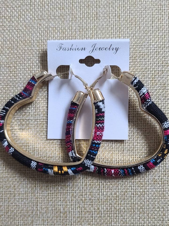 Accessoires - Shapes Multicolor stoffen oorbellen (QH12) voor wholesale door La Mar