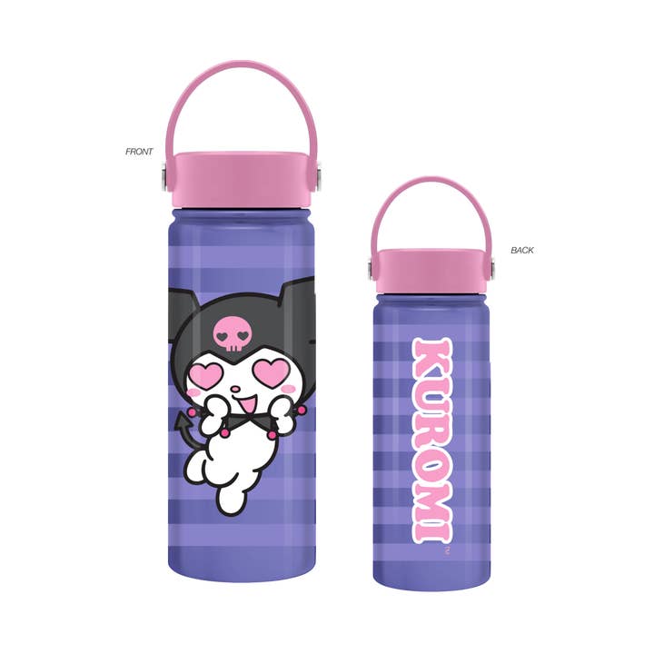 Kuromi Heart Eyes Purple Stripes V2 20oz SS Water Bottle for wholesale by Silver Buffalo